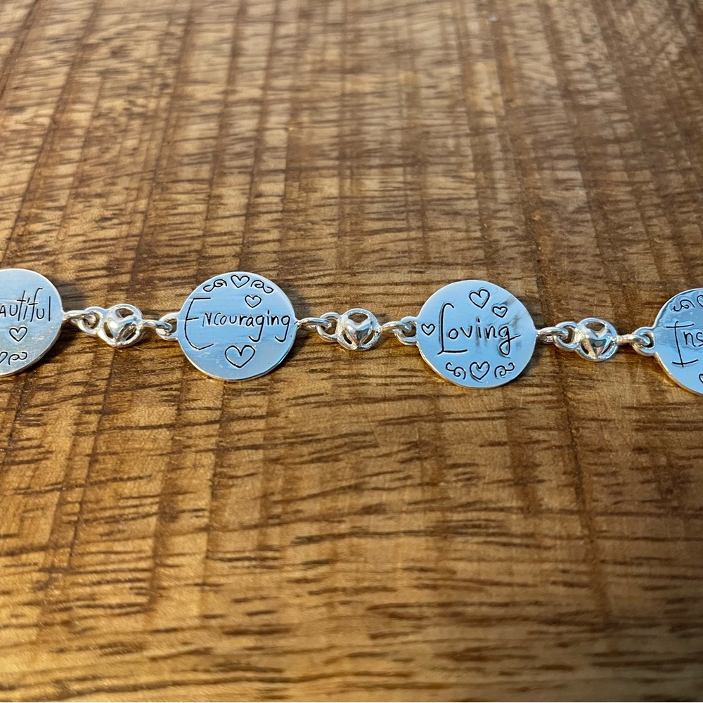 Inspirational silver bracelet.